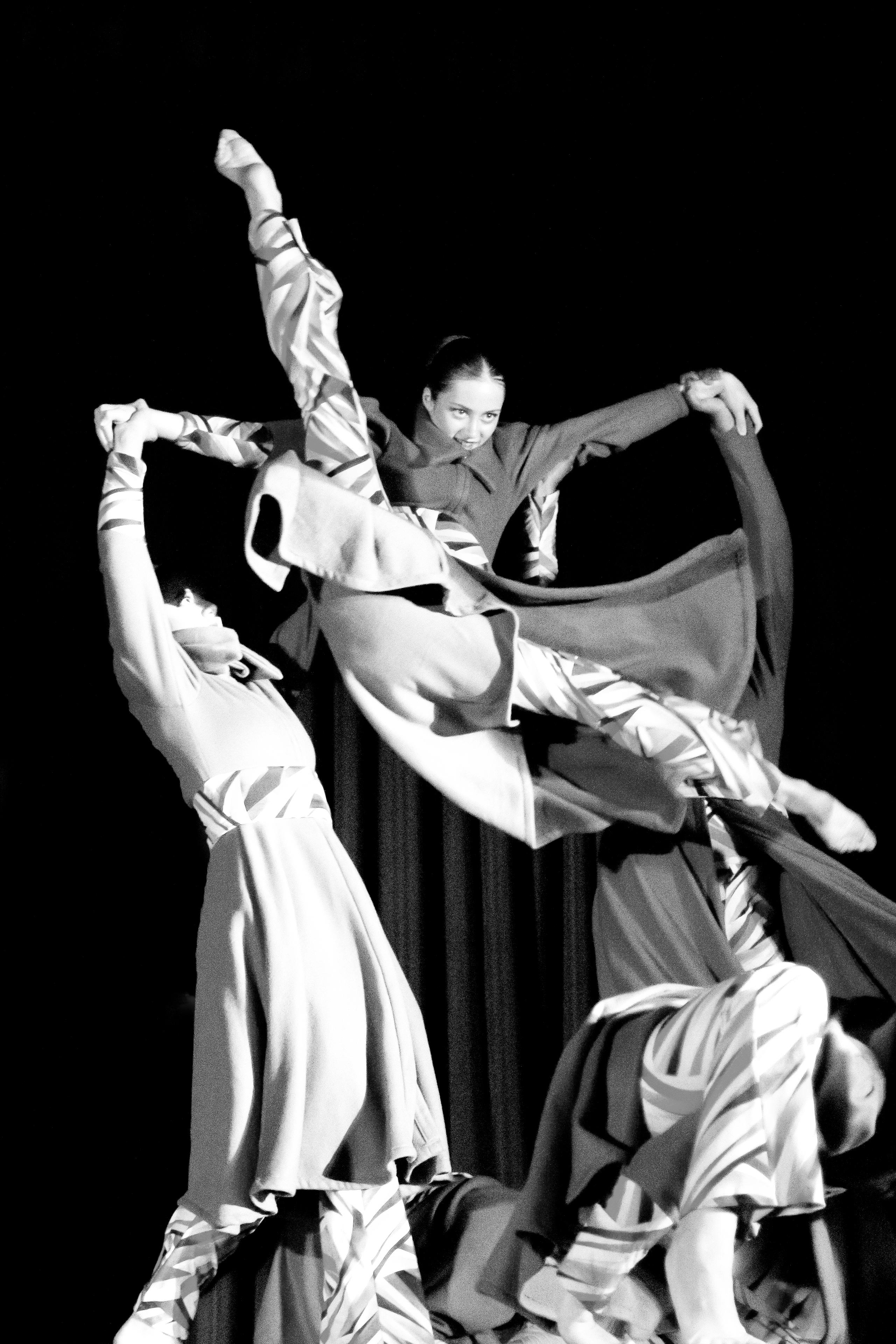 Outline Dance Centre - bw group flowing dresses