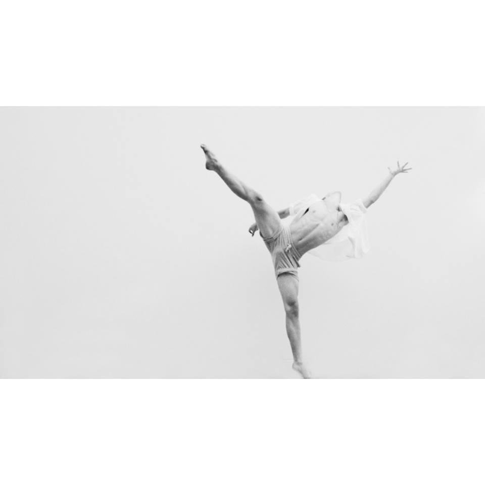 Outline Dance Centre - solo bw high kick white bg