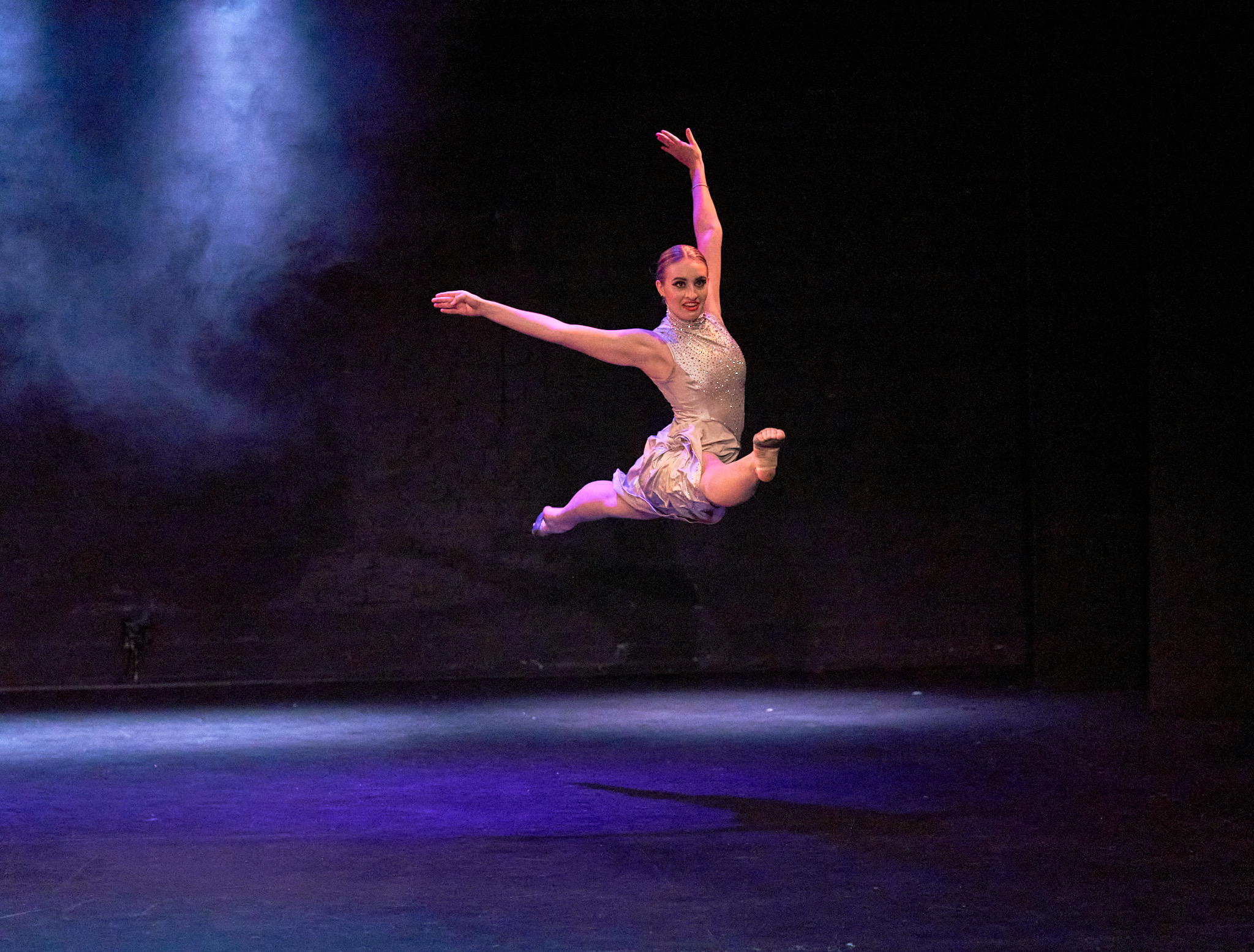 Outline Dance Centre - solo silver dress leap