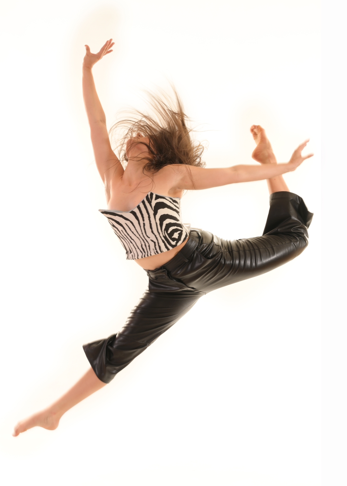 Outline Dance Centre - solo zebra top leather pants leap